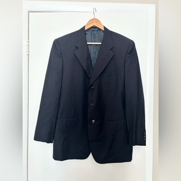Corneliani Navy Striped 3-Button 100% Extrafine Virgin Wool Sports Coat - Picture 2 of 12